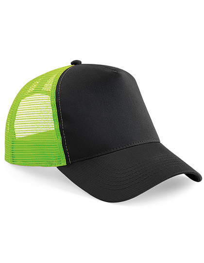 Czapka Trucker Snapback 5-Panelowa z Siatka CB640 - Black & Lime Green