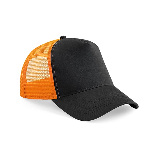 Czapka Trucker Snapback 5-Panelowa z Siatką CB640 - Black & Orange