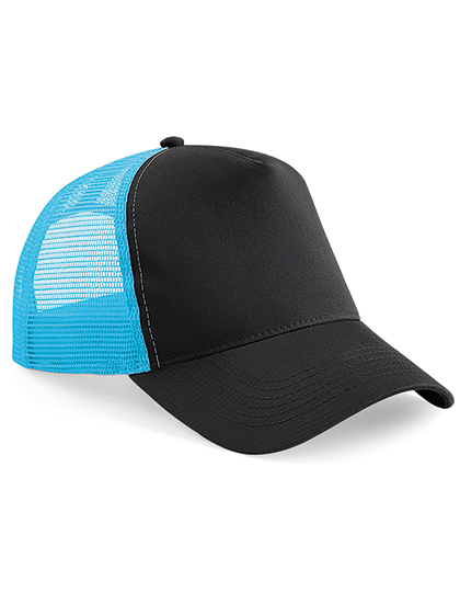 Czapka Trucker Snapback 5-Panelowa z Siatka CB640 - Black & Surf Blue
