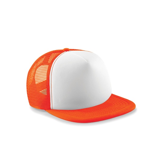 Czapka Trucker Poliester 5 Paneli CB645 - Orange & White