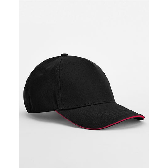 Czapka 5 Panelowa Bawelna Organiczna CB825C - Black & Classic Red