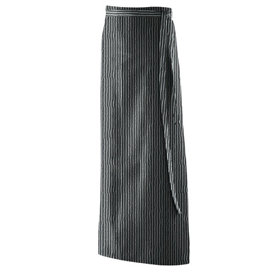 Fartuch Długi Bardzo Szeroki Poliester Bawełna EX117 - Black Pinstripe