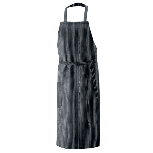 Fartuch Dlugi Poliester Bawelna EX141 - Black Pinstripe