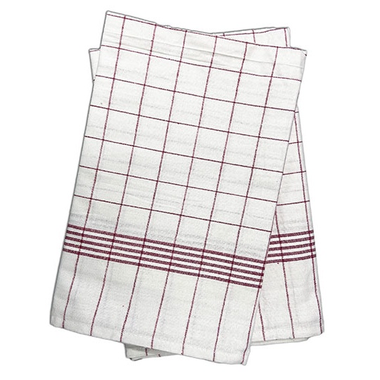 Zestaw ściereczek w kratkę bawełniany EX153 - White-Red Checked