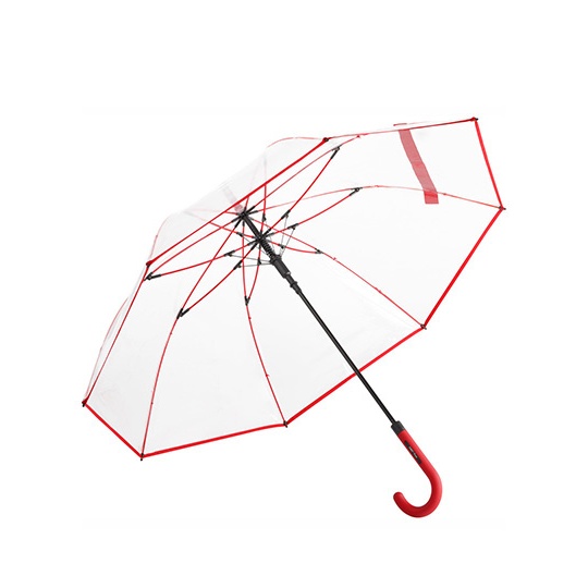 Parasol automatyczny z elastycznym stelażem FA7112 - Transparent & Red