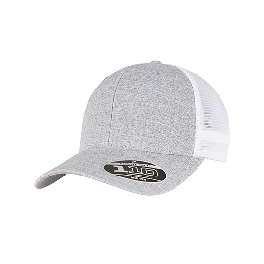 Czapka z Daszkiem Siateczkowa Bawelniano Poliestrowa FX110MT - Melange Silver & White