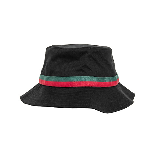 Kapelusz bucket w paski FX5003S - Black & Fire Red & Green