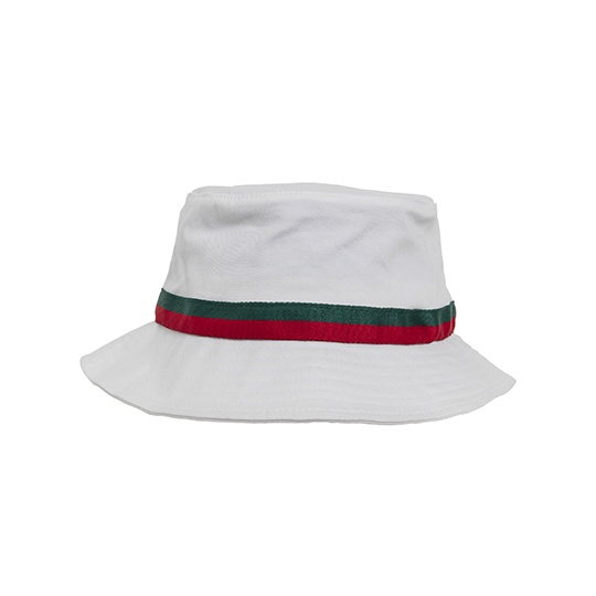 Kapelusz bucket w paski FX5003S - White & Fire Red & Green