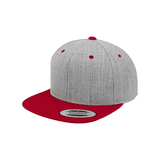 Czapka snapback dwukolorowa FX6089MT - Heather Grey & Red