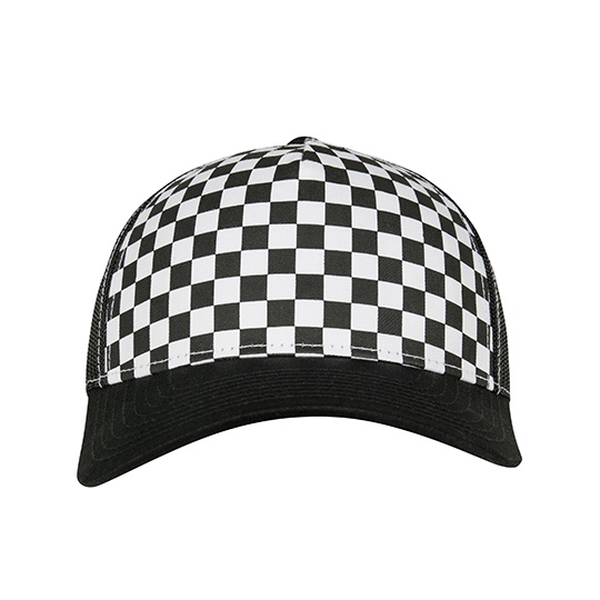 Czapka trucker retro szachownica FX6506CB - Black & White