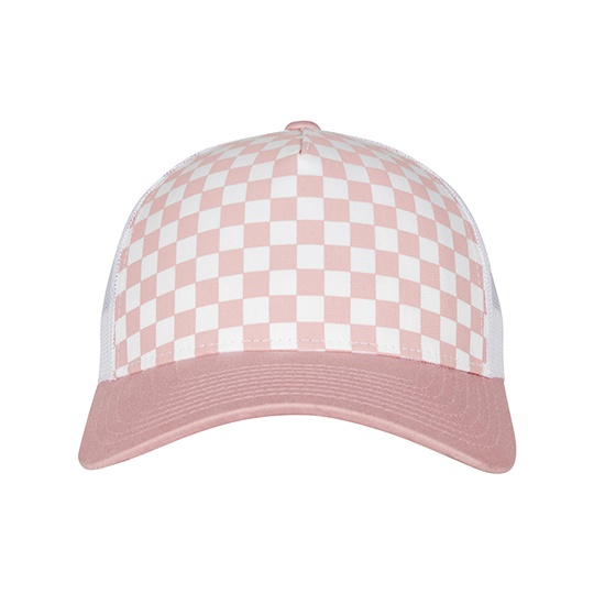 Czapka trucker retro szachownica FX6506CB - Lightrose & White