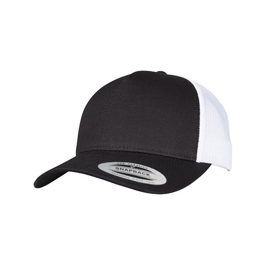 Dwukolorowa czapka trucker 5-panelowa FX6506T - Black & White
