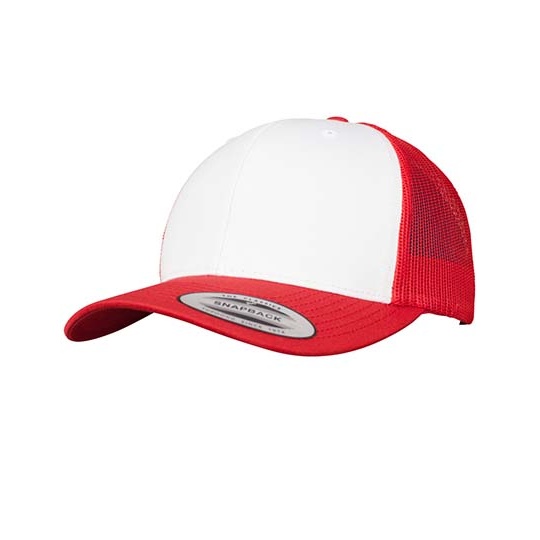 Czapka Trucker Usztywniony Przód FX6606CF - Red & White & Red