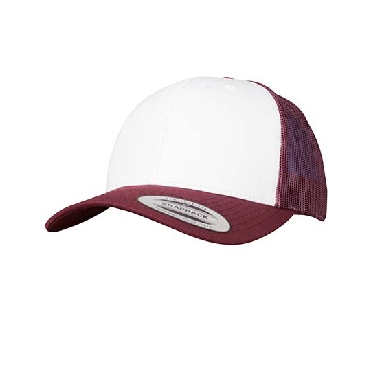 Czapka Trucker Usztywniony Przod FX6606CF - Maroon & White & Maroon