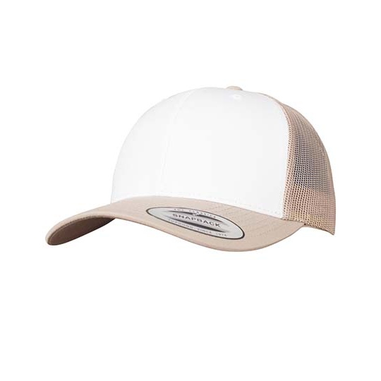 Czapka Trucker Usztywniony Przod FX6606CF - Khaki & White & Khaki