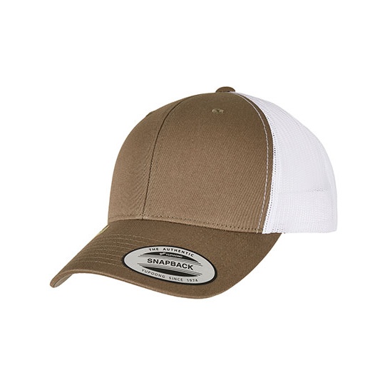 Dwukolorowa czapka trucker z siateczka FX6606RT - Olive & White