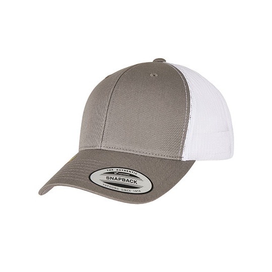 Dwukolorowa czapka trucker z siateczką FX6606RT - Grey & White