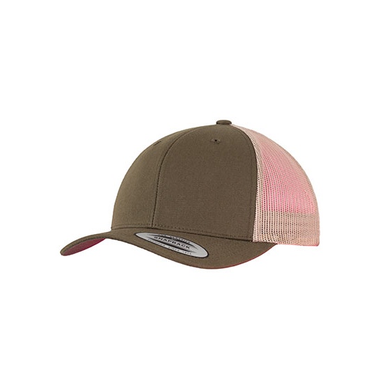 Czapka trucker dwukolorowa FX6606T - Mossgreen & Khaki
