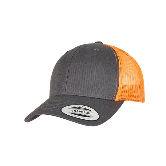 Czapka trucker FX6606T - Charcoal & Neon Orange