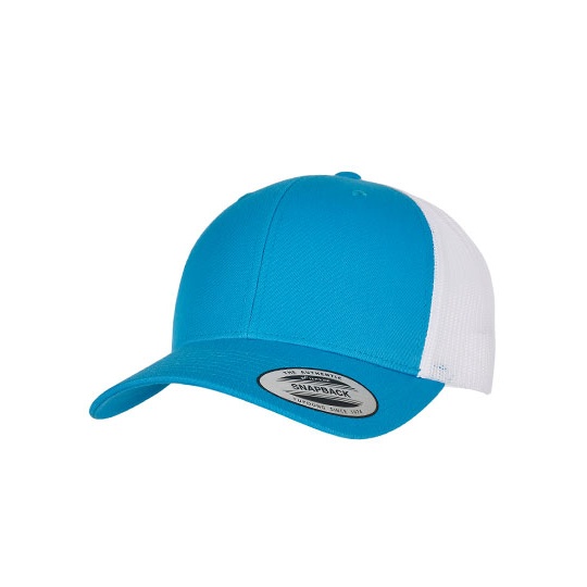 Czapka trucker dwukolorowa FX6606T - Turquoise & White
