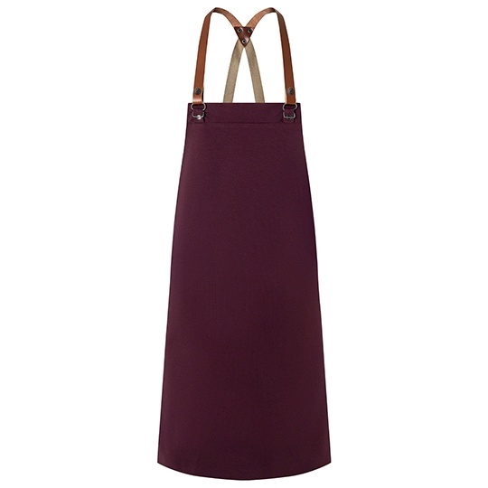 Fartuch Uniwersalny Twillowy z Paskami Skorzanymi KY054 - Aubergine (ca. Pantone 5185C)