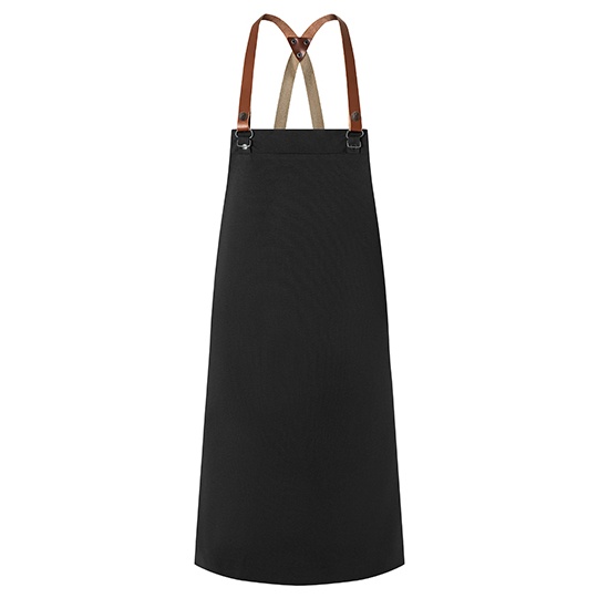 Fartuch Uniwersalny Twillowy z Paskami Skorzanymi KY054 - Black (ca. Pantone 419C)