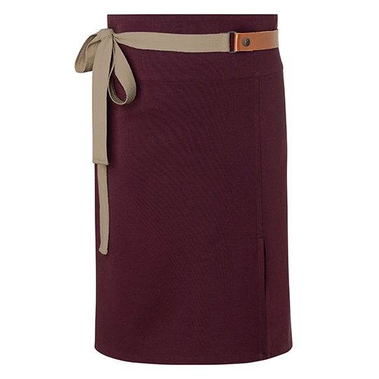 Fartuch Krotki Twillowy z Recyklingu KY055 - Aubergine (ca. Pantone 5185C)