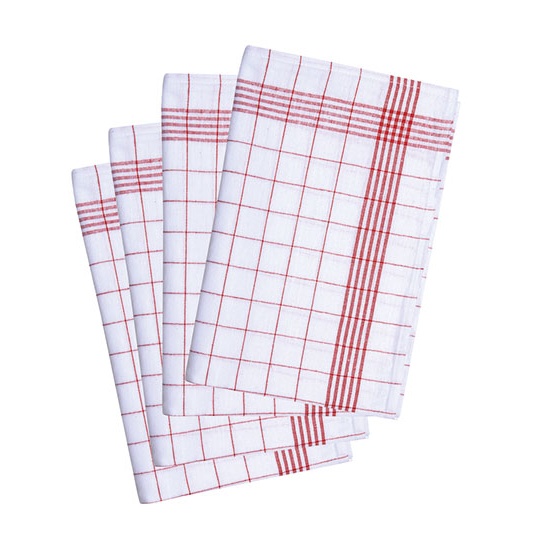 Scierki Kuchenne Bawelniane w Krate KY076 - Red (ca. Pantone 186C) & White