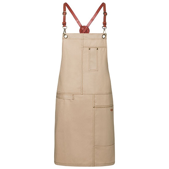 Fartuch na szelkach Twill Bawelniany KY116 - Beige (ca. Pantone 7529 C)