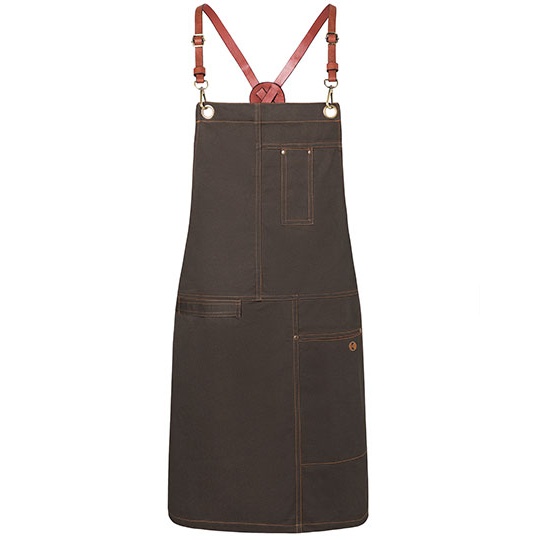 Fartuch na szelkach Twill Bawelniany KY116 - Chocolate (ca. Pantone 440 C)