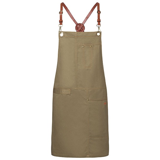 Fartuch na szelkach Twill Bawelniany KY116 - Khaki (ca. Pantone 7497 C)