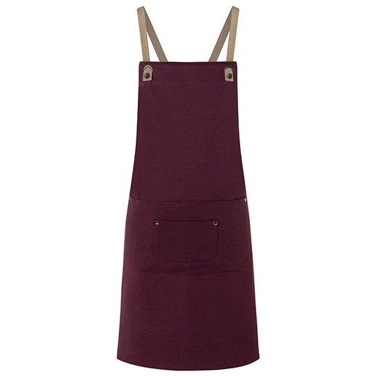 Fartuch Z Kieszeniami Odpinanymi Paskami Tkanina Twill KY120 - Aubergine (ca. Pantone 5185C)