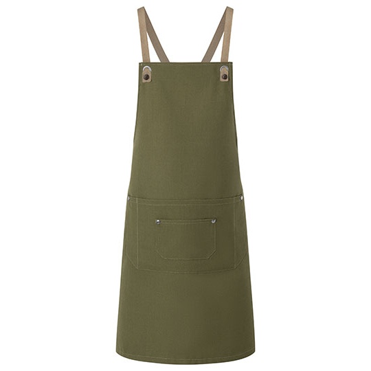 Fartuch Z Kieszeniami Odpinanymi Paskami Tkanina Twill KY120 - Moss Green (ca. Pantone 7764C)