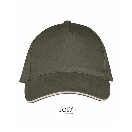 Czapka Pieciopanelowa Bawelniana LC00594 - Army & Beige