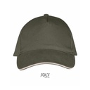 Czapka Pieciopanelowa Bawelniana LC00594 - Army & Beige