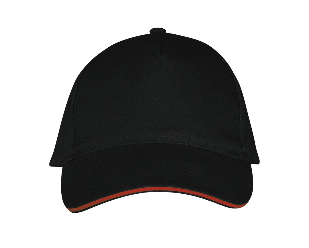 Czapka Pieciopanelowa Bawelniana LC00594 - Black & Red