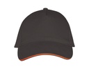 Czapka Pieciopanelowa Bawelniana LC00594 - Dark Grey (Solid) & Orange