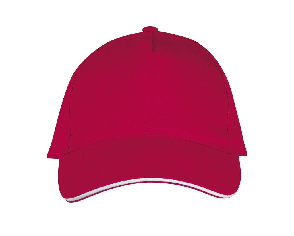 Czapka Pieciopanelowa Bawelniana LC00594 - Red & White
