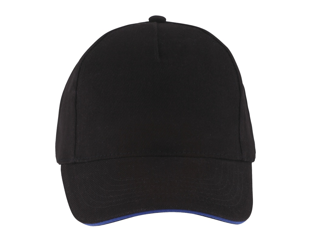 Czapka Pieciopanelowa Bawelniana LC00594 - Black & Royal Blue 241