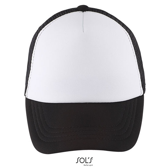 Czapka Dziecieca Pieciopanelowa Poliestrowa LC03091 - White & Black