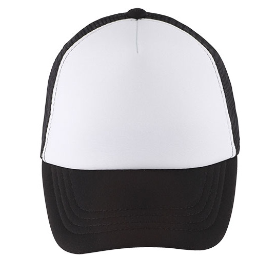 Czapka Dziecięca Pieciopanelowa Poliestrowa LC03091 - White & Black