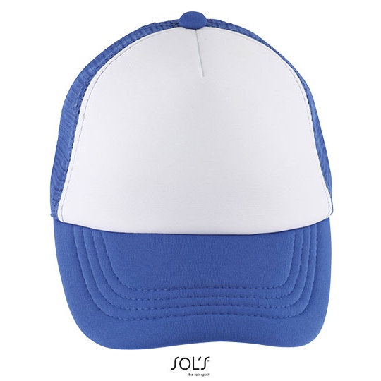 Czapka Dziecieca Pieciopanelowa Poliestrowa LC03091 - White & Royal Blue 241