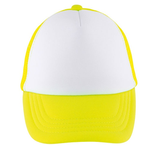 Czapka Dziecięca Pieciopanelowa Poliestrowa LC03091 - White & Neon Yellow