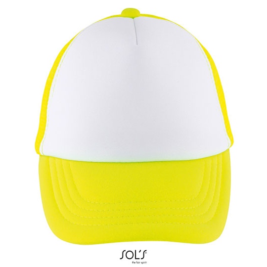 Dziecięca czapka z daszkiem pięciopanelowa LC03091 - White & Neon Yellow