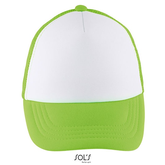 Czapka Dziecieca Pieciopanelowa Poliestrowa LC03091 - White & Neon Green