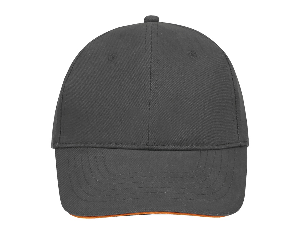 Czapka 6-panelowa Bawełniana LC88100 - Grey (Solid) & Orange