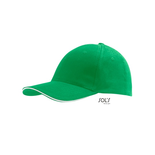 Czapka 6-panelowa Bawelniana LC88100 - Kelly Green & White