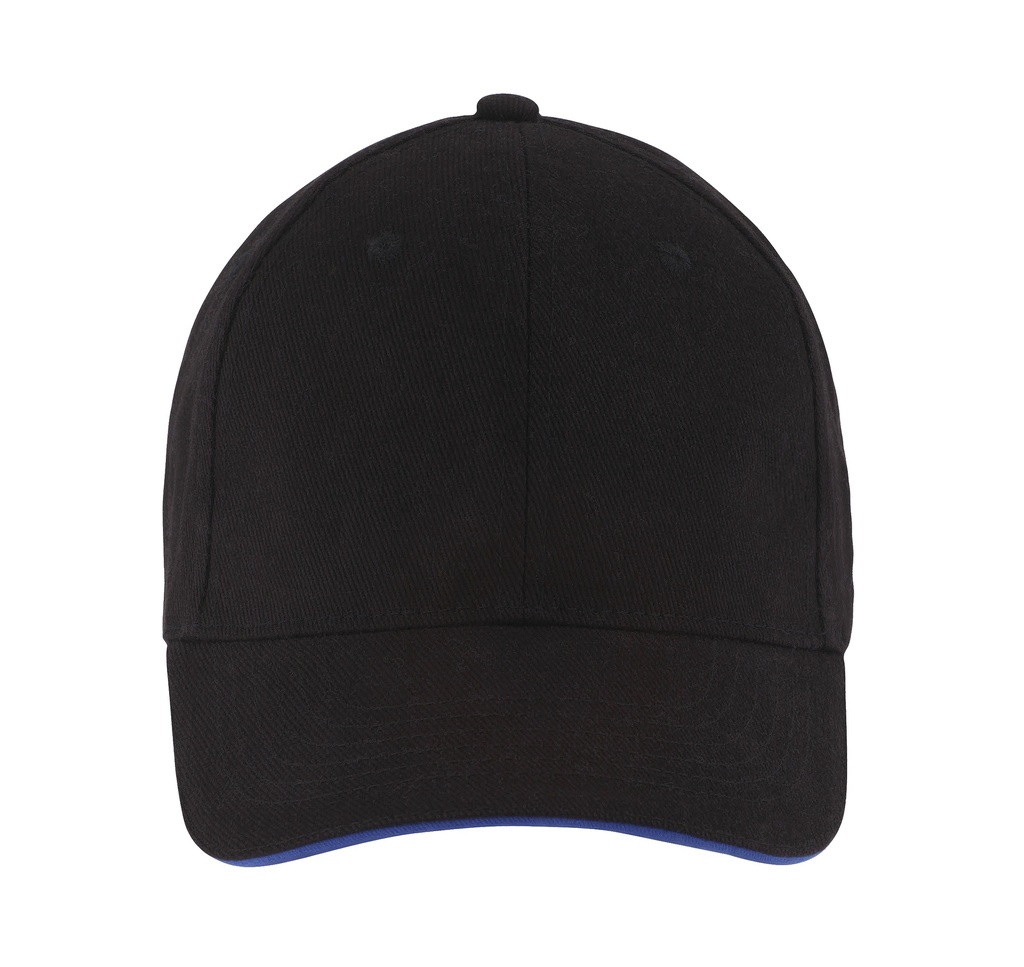 Czapka 6-panelowa Bawelniana LC88100 - Black & Royal Blue 241