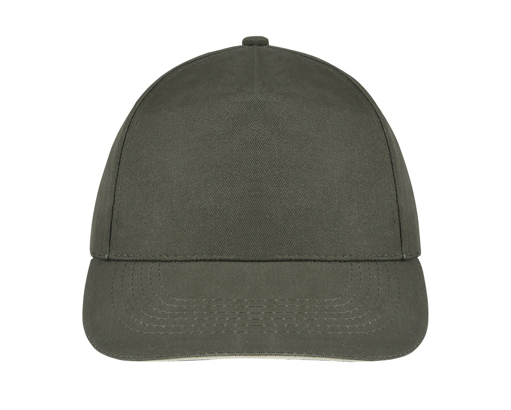 Czapka 5-panelowa Lekka Bawelniana LC88110 - Army & Beige