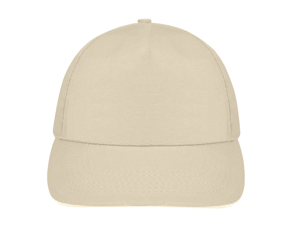 Czapka 5-panelowa Lekka Bawelniana LC88110 - Beige & White